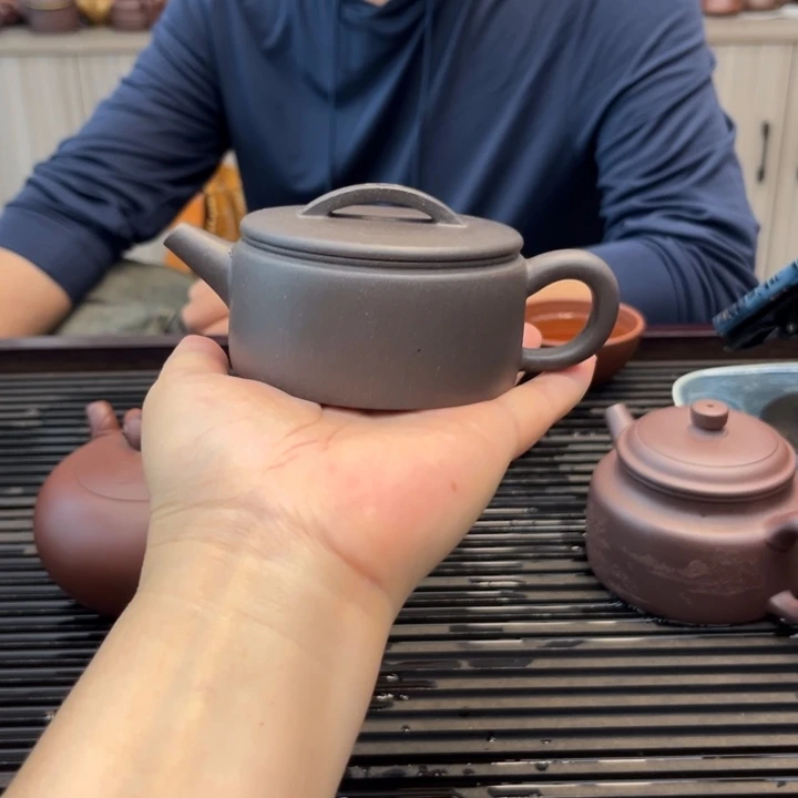 茶壶紫砂天青汉瓦手工制作