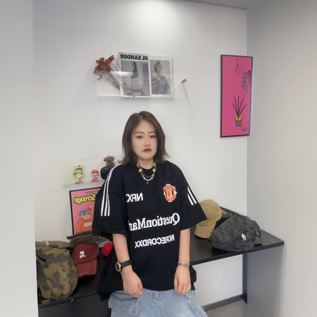 三条杠47短袖重磅T恤男女同款
