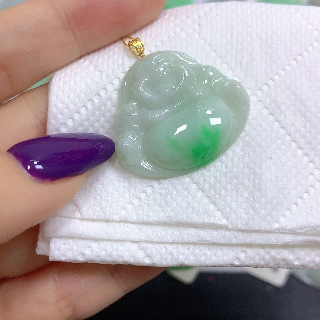 翡翠18K金镶嵌颈饰挂件