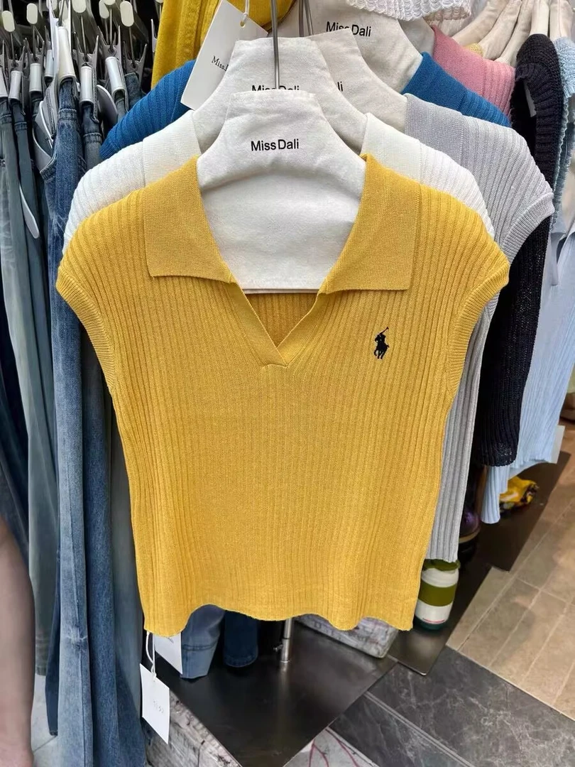 Polo V口冰感高弹力针织