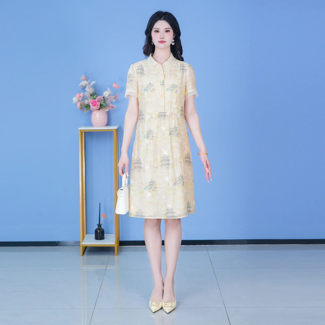 【SJYH1015】2025年夏季新款时尚优雅减龄连衣裙显瘦气质