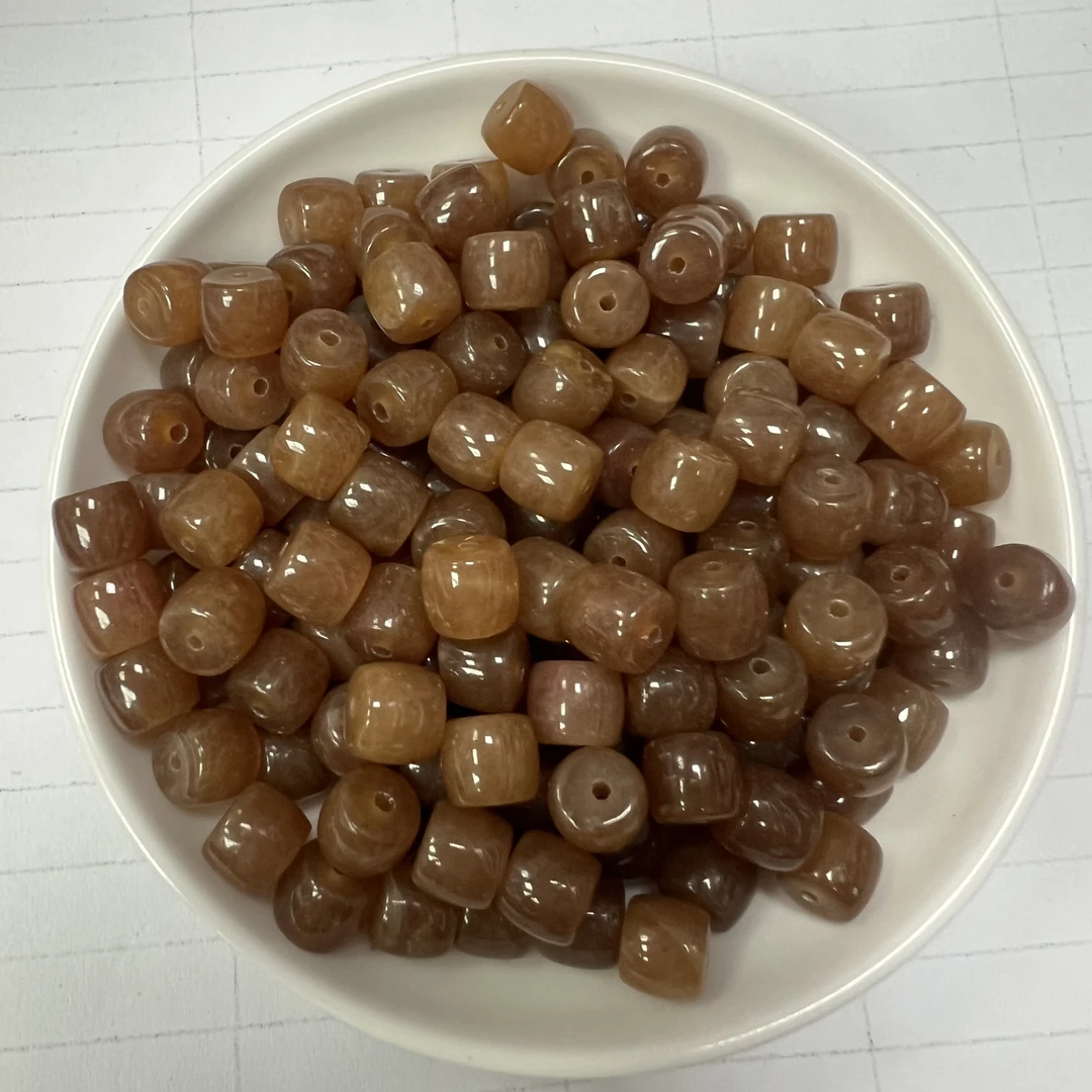 天然和田玉散珠  糖玉直切老型珠Y1653  7*8mm   30颗（赠弹力绳）