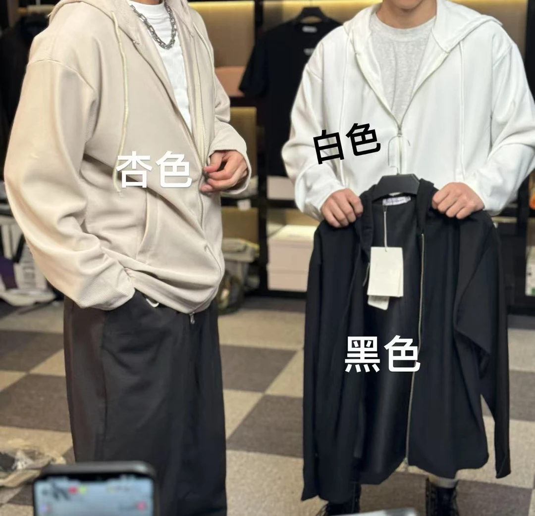 31120-纯色双拉链连帽卫衣外套休闲户外春夏
