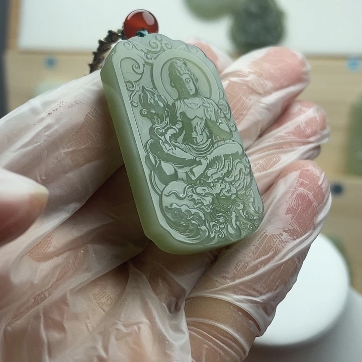 悠***叔双面雕坐莲观音吊坠