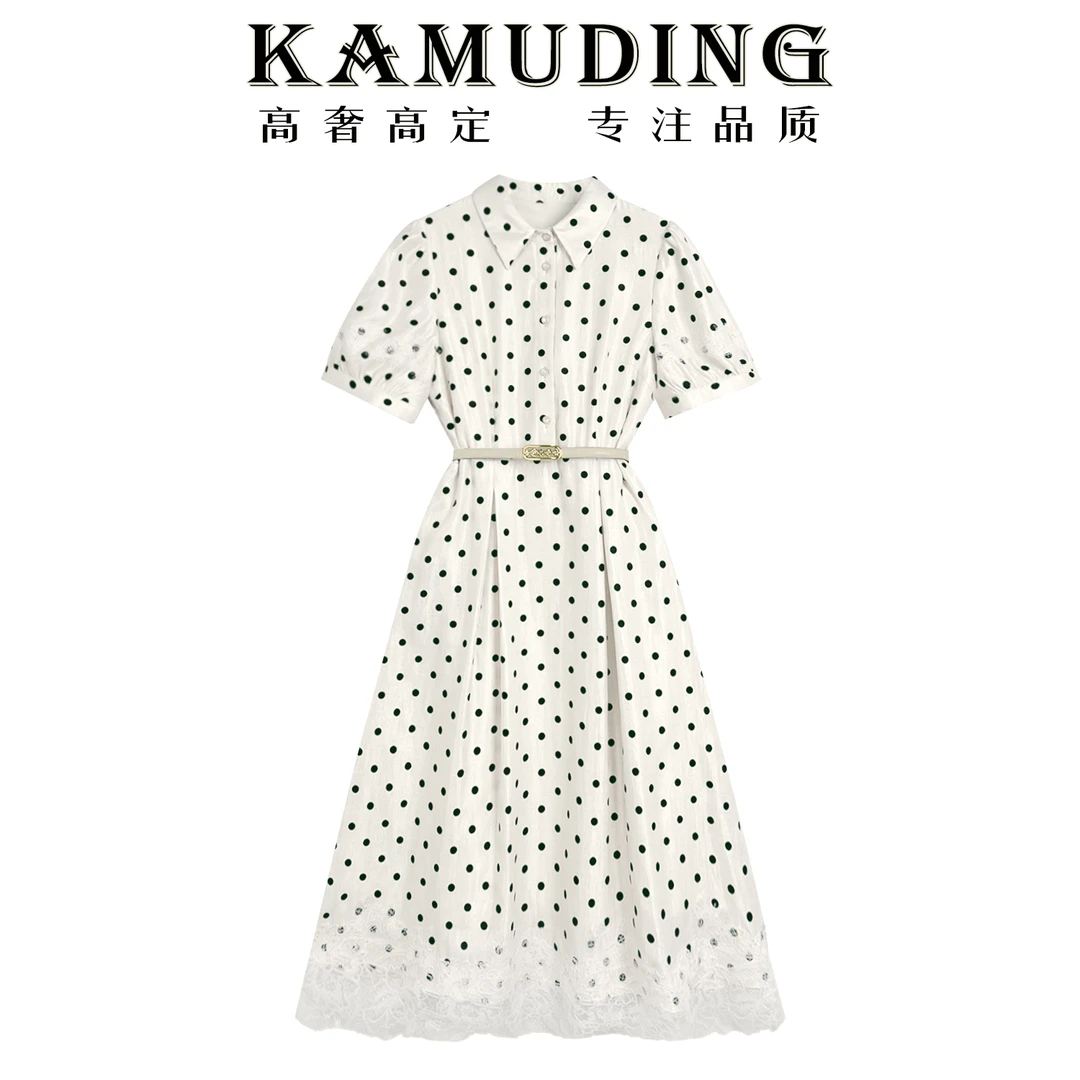 KAMUDING2025新款法式气质优雅设计感波点连衣裙8583