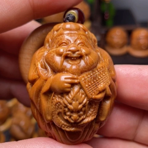 橄榄核把件龙财单子竹环穿配4.0左右
