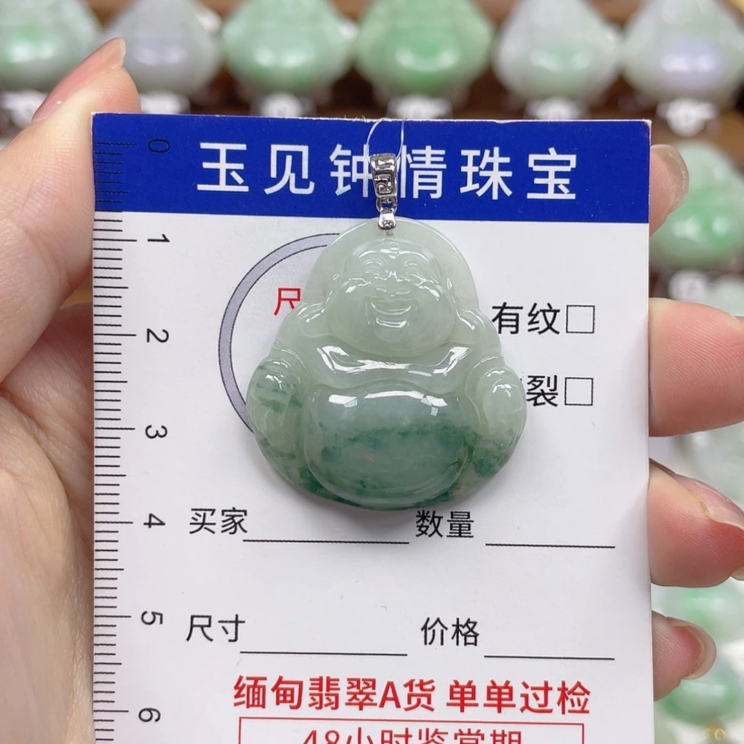 翡翠银S925镶嵌颈饰佛公