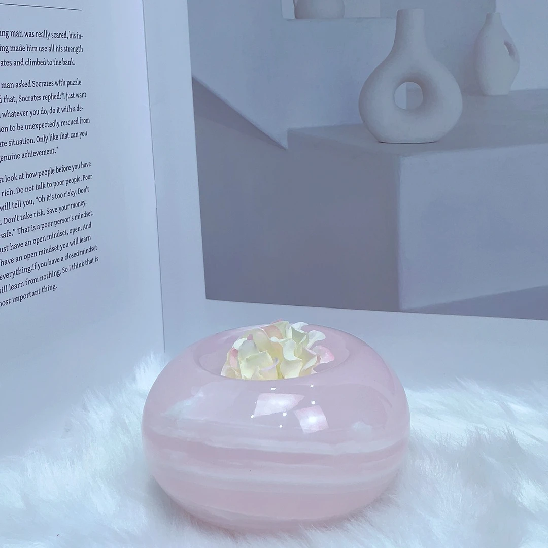 天然粉玉小圆冰壶