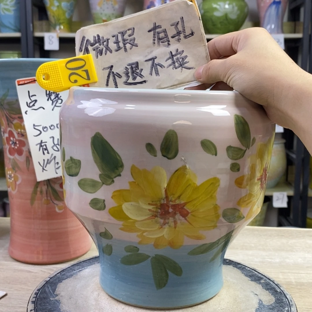 景德镇手工手绘陶瓷花盆