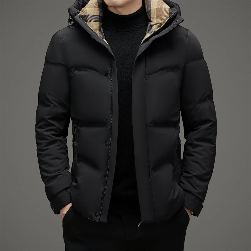 纪诗哲羽绒服男款韩版潮流休闲加厚连帽冬季短款抗寒高级感鸭绒服