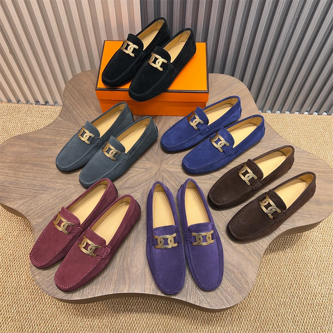 夏季男士透气休闲鞋软皮软底套脚懒人鞋真皮百搭时尚乐福鞋单鞋男