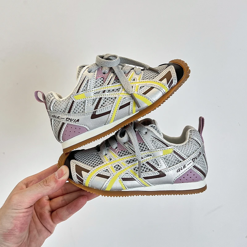 真皮儿童运动鞋透气网面阿甘鞋2025春夏新款女童休闲鞋男童德训鞋