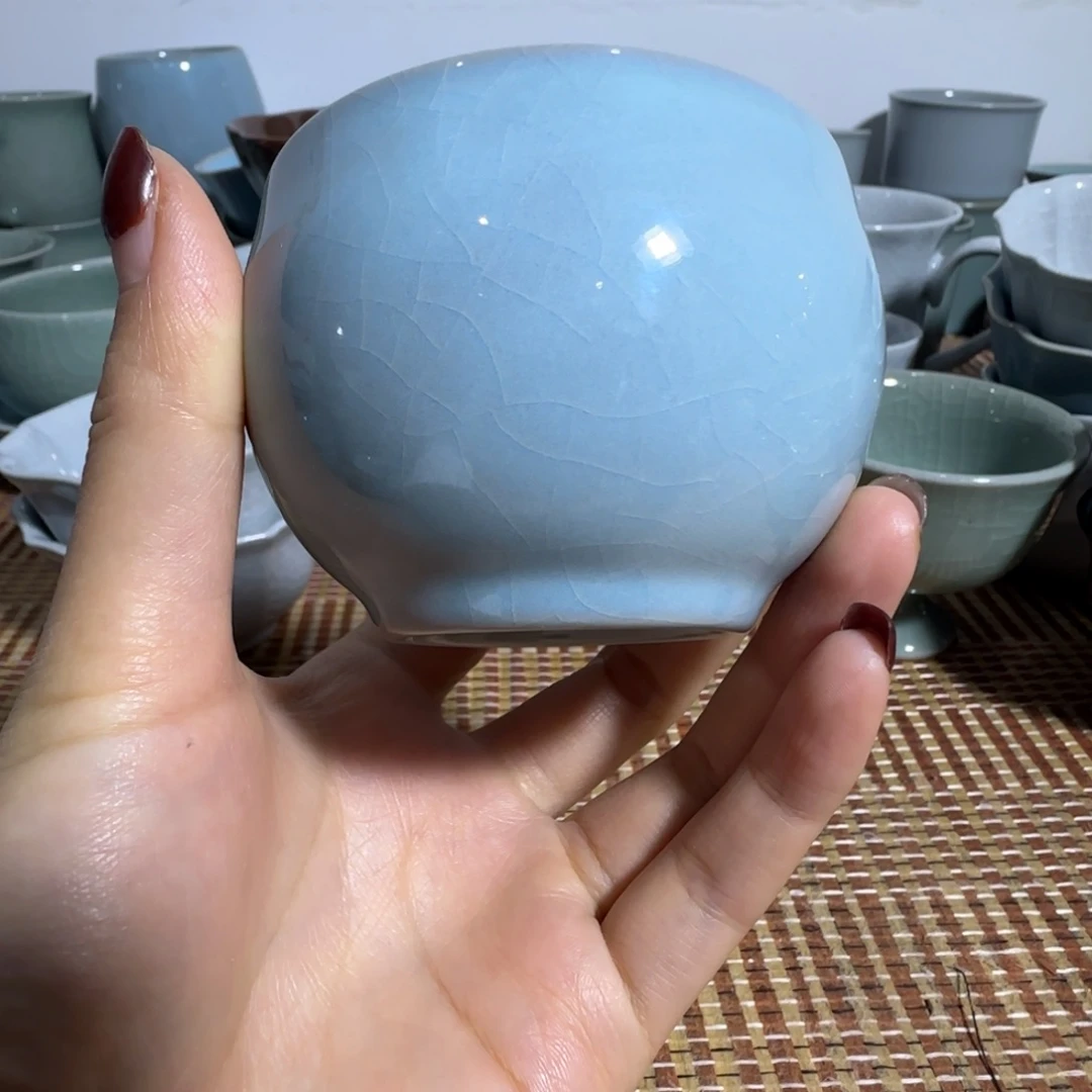 原矿天青圆融杯瑕