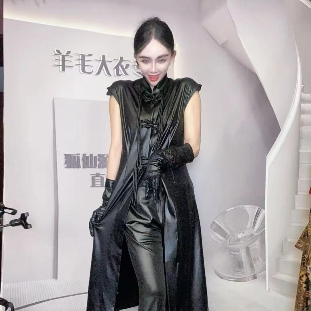 C34黑色时尚连衣裙套装气质短袖网红显瘦打底设计师轻奢