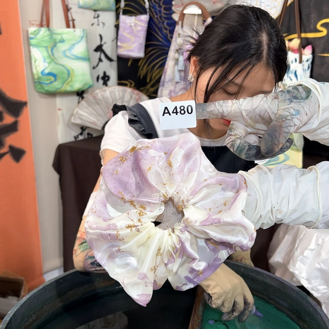 480紫樱落圆饼发圈手作
