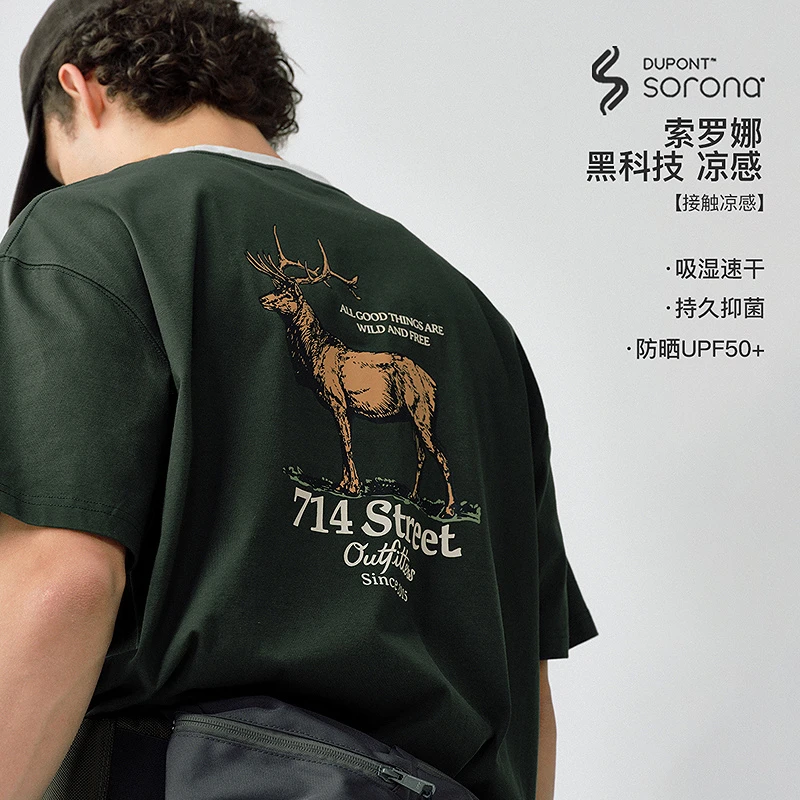 714Street 25SS 动物插画撞色宽松短袖T恤511848