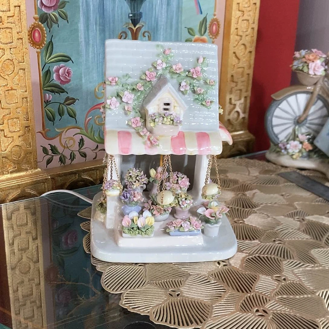 摆件0261骨瓷花店夜灯摆件礼盒装