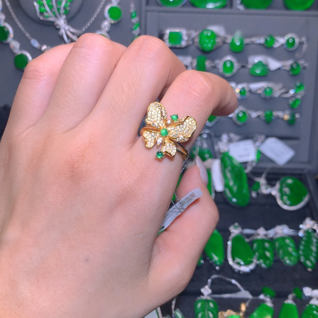 翡翠戒指银S925镶嵌蛋面