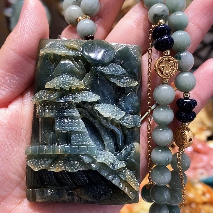 岫玉未镶嵌毛衣链