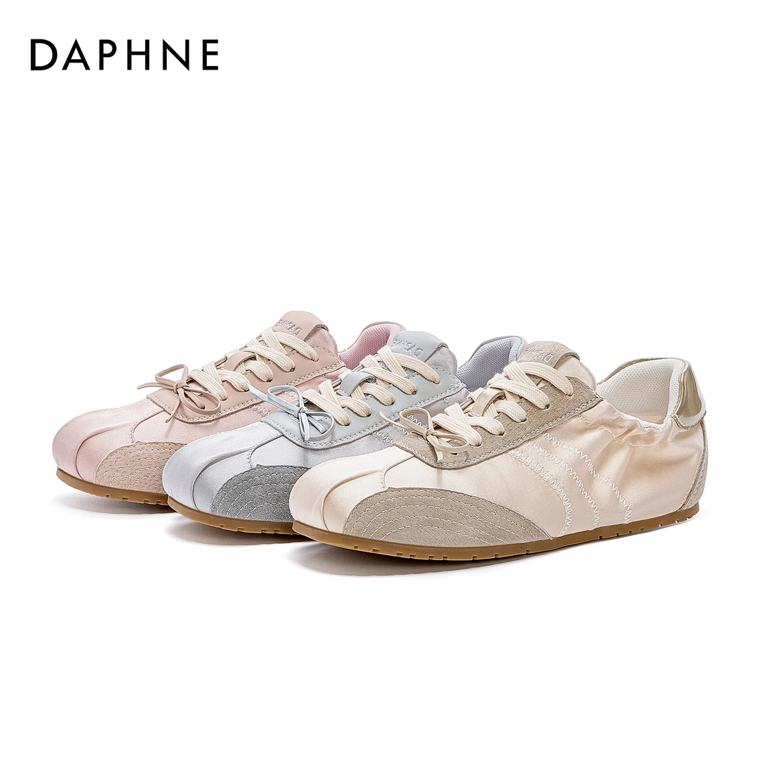 达芙妮2025时尚百搭潮流舒适系带平底透气低帮轻便复古休闲鞋女鞋