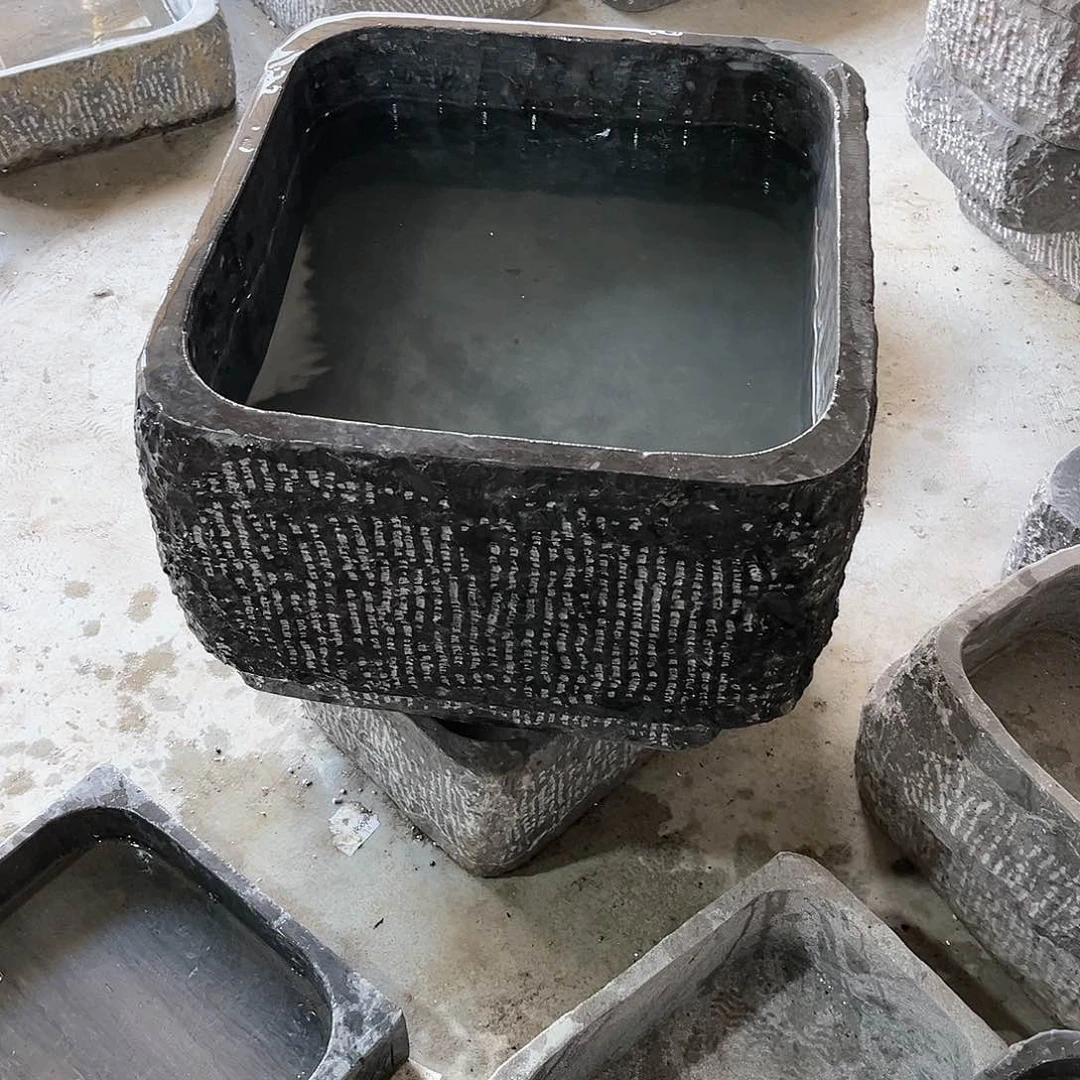 贵州黑青石 石头花盆