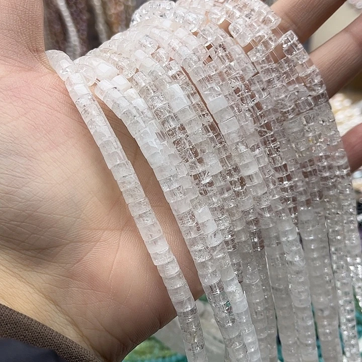 玛瑙/玉髓未镶嵌珠宝半成品一条6/3mm左右白水晶直切