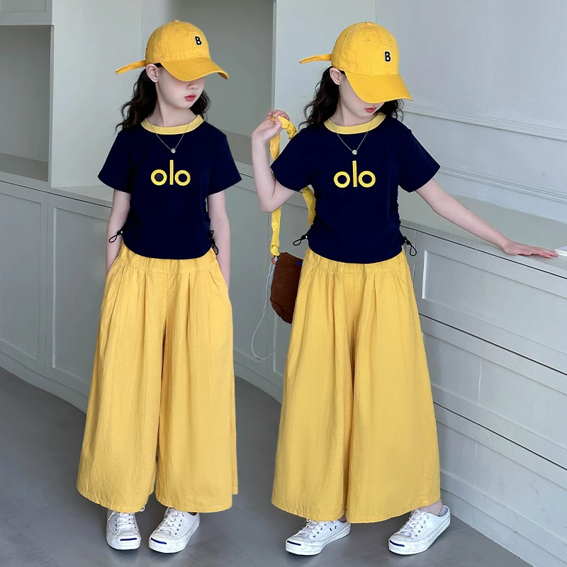 女童夏装套装2025新款6-12岁15岁中大童装休闲洋气宽松裙裤两件套