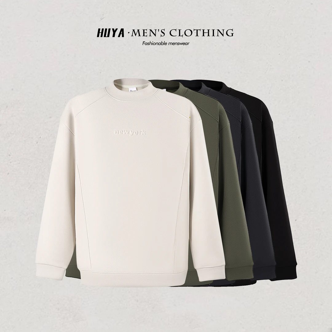 /虎牙兄弟/冬莱赛尔男生卫衣拼接字母绵羊毛桑蚕丝圆领上衣 Z8331