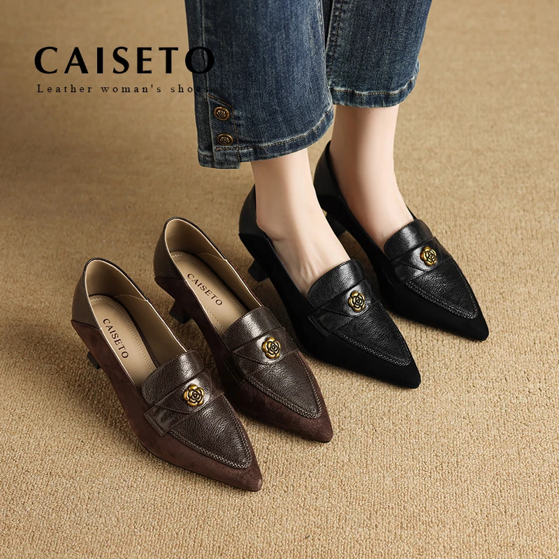 羊皮/5cm 2025新款浅口软底低跟时尚百搭复古女平底鞋单鞋D125