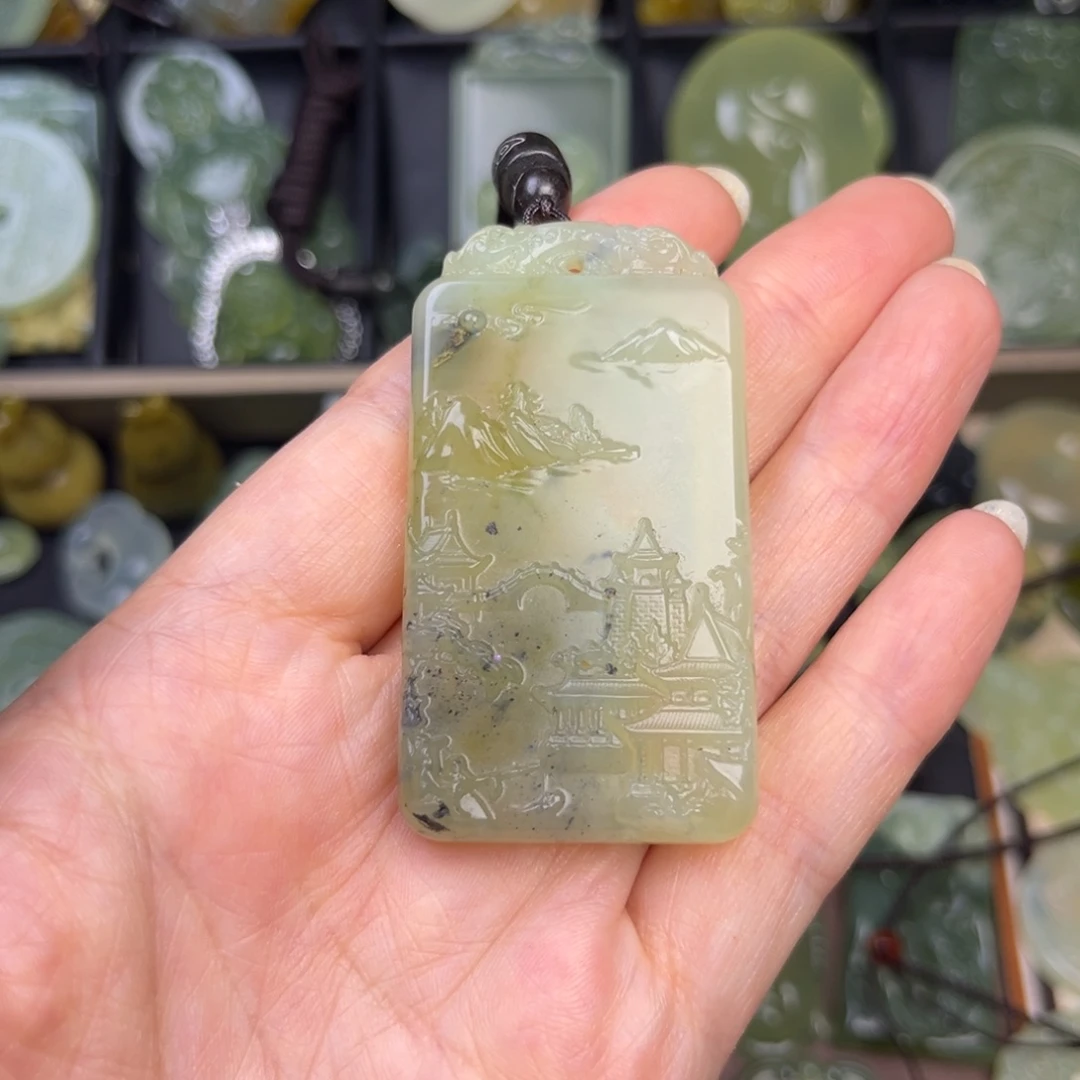 蛇纹石玉未镶嵌吊坠(赠链)