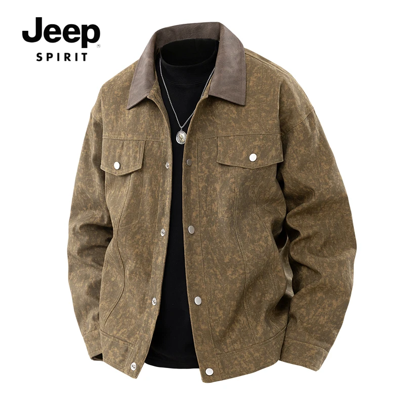 JEEPSPIRIT吉普韩版夹克春秋2025新款多口袋复古美式翻领潮流宽松