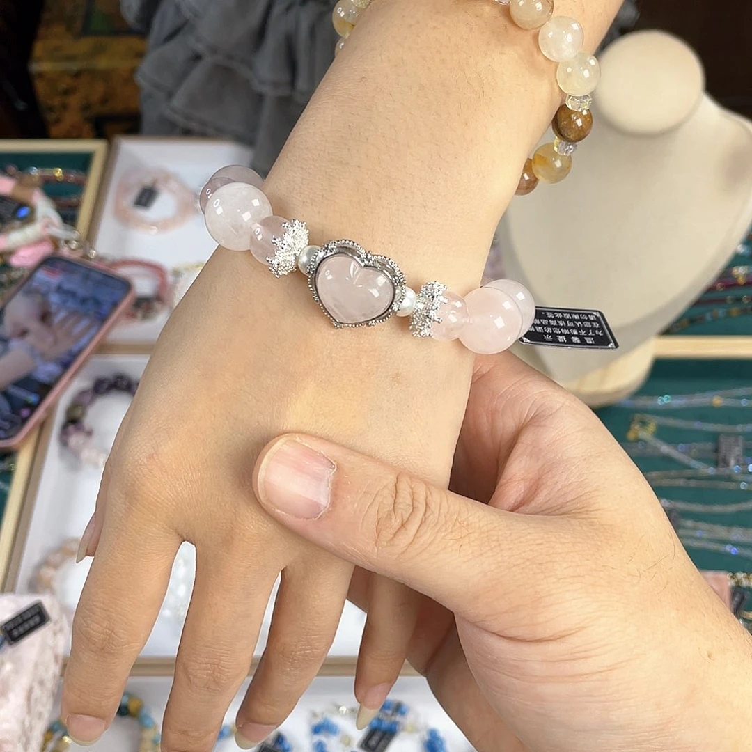 水晶手链银S925镀金镶嵌