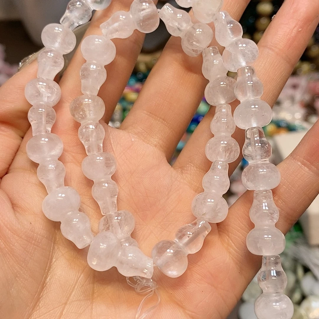 散珠玛瑙/玉髓白水晶葫芦10mm