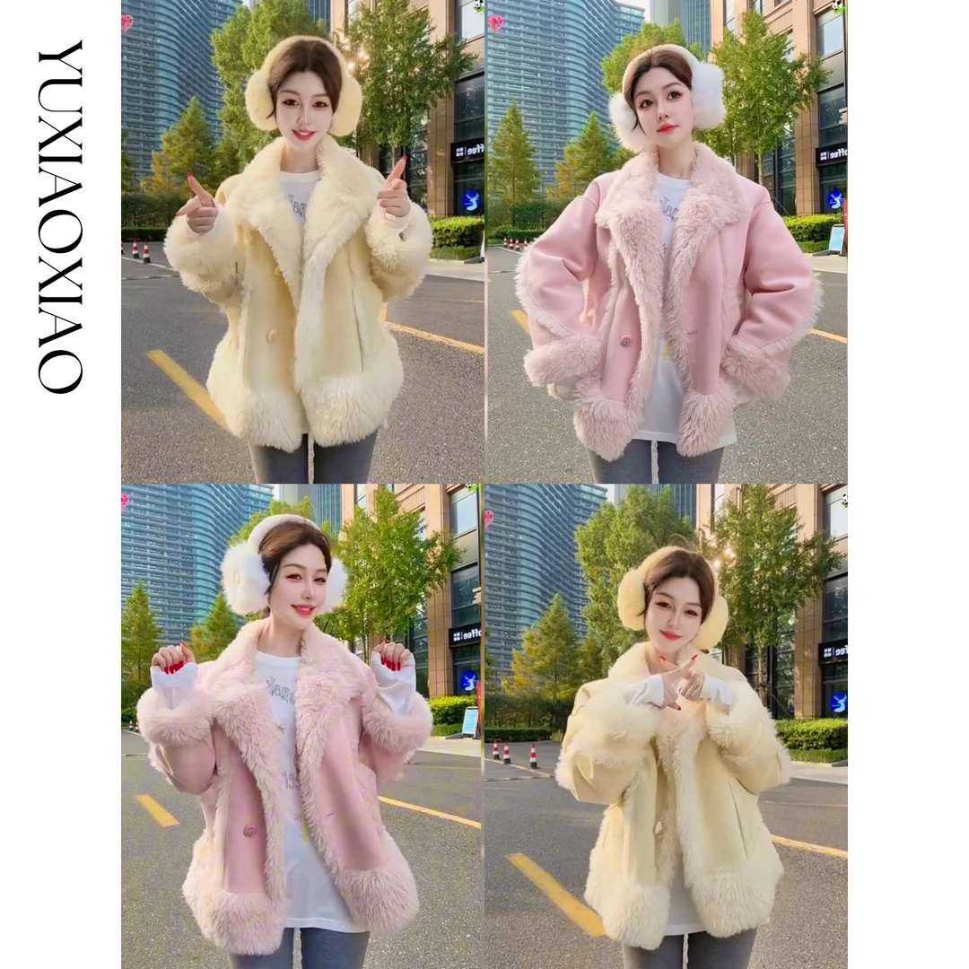 余潇潇【暖暖甜心】俏皮甜美可调节日字扣立领宽松夹克机车外套