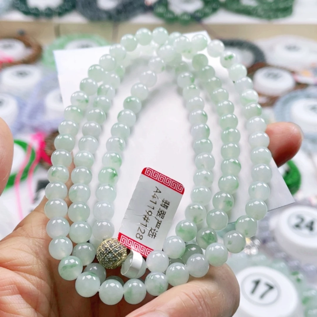 翡翠手链未镶嵌天然翡翠项链6.5mm