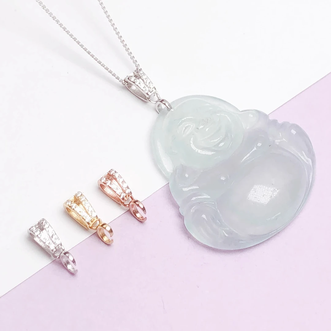 925银银制品 纯银扣配件扣子S925银吊坠扣瓜子扣头翡翠玉器水晶夹