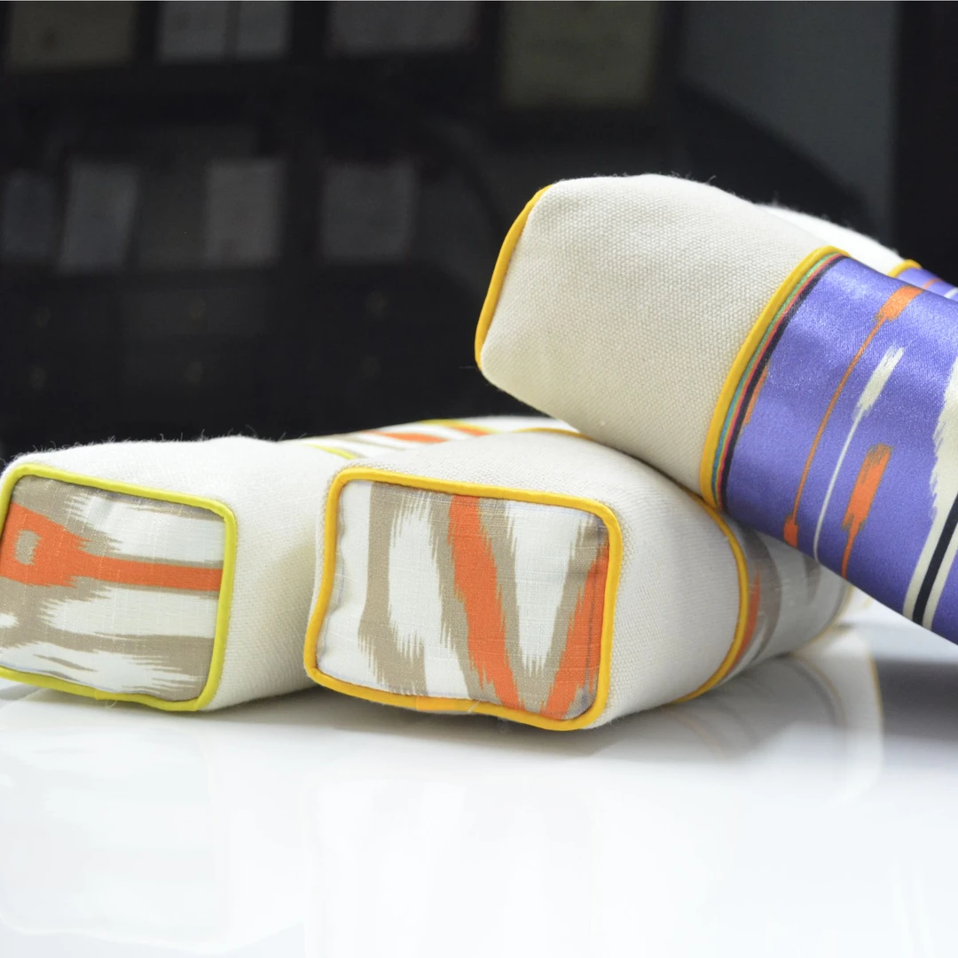 兰派艾德莱斯透气条纹双层幼儿加厚神器新生儿长条颈椎枕枕头棉麻