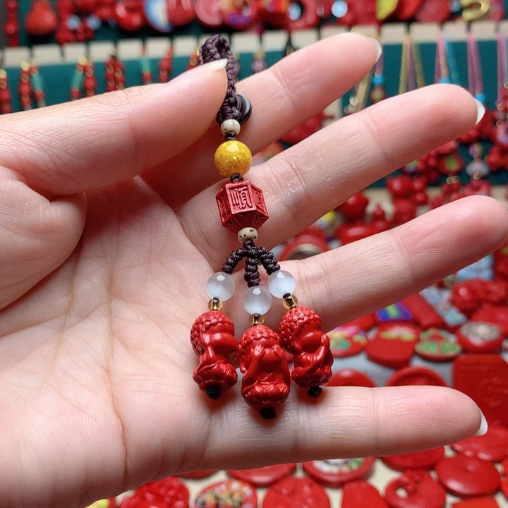 天然辰砂工艺品朱砂钥匙扣