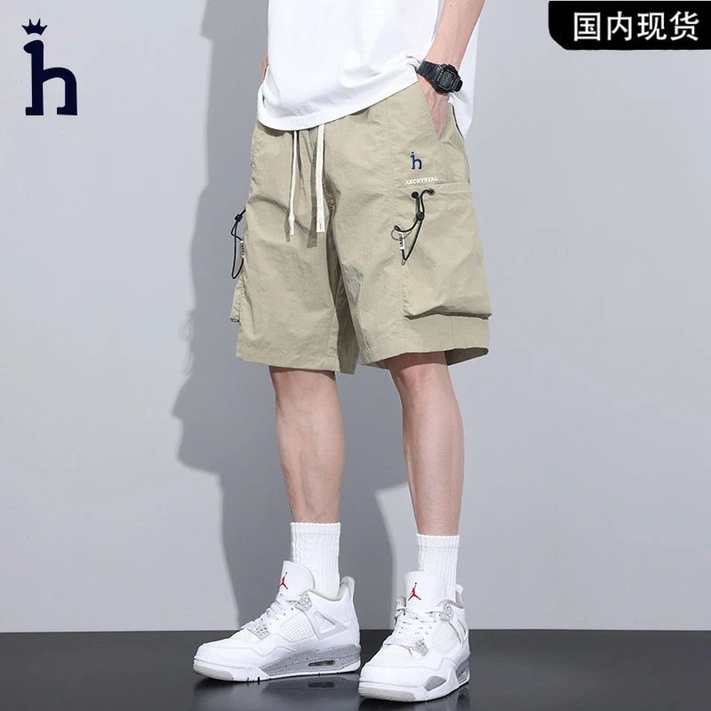 哈吉斯潮牌Hassyz夏季五分冰丝工装短裤男宽松舒适百搭休闲裤子男
