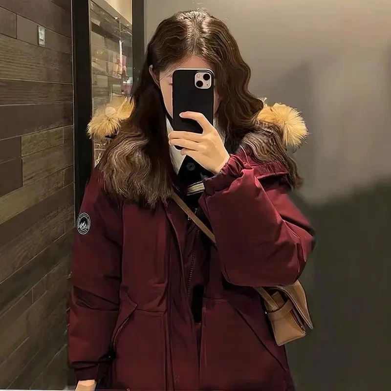 工装派克棉服女2025冬季新款加厚保暖美式高级情侣大毛领棉衣外套