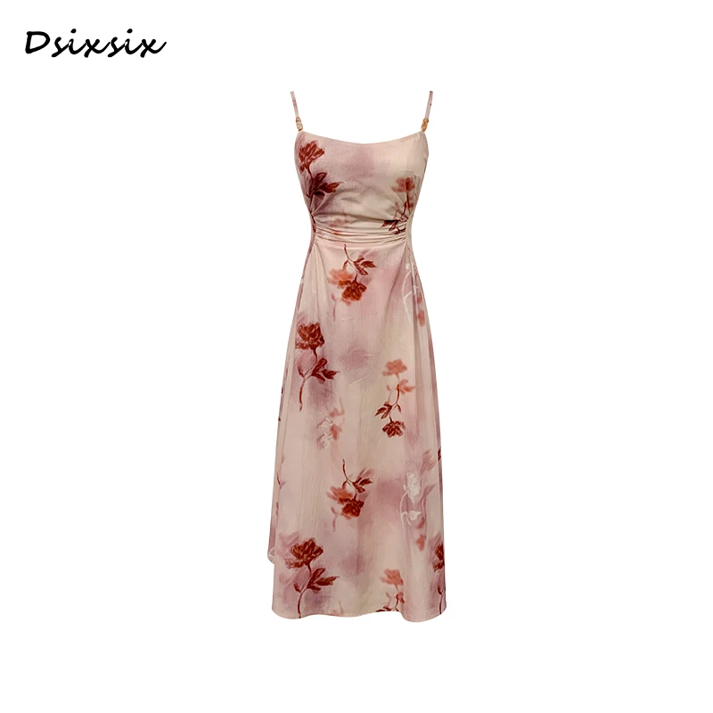 依漾自制-【熏染蔷薇】2024年原创新款显瘦收腰连衣裙-B3608Q