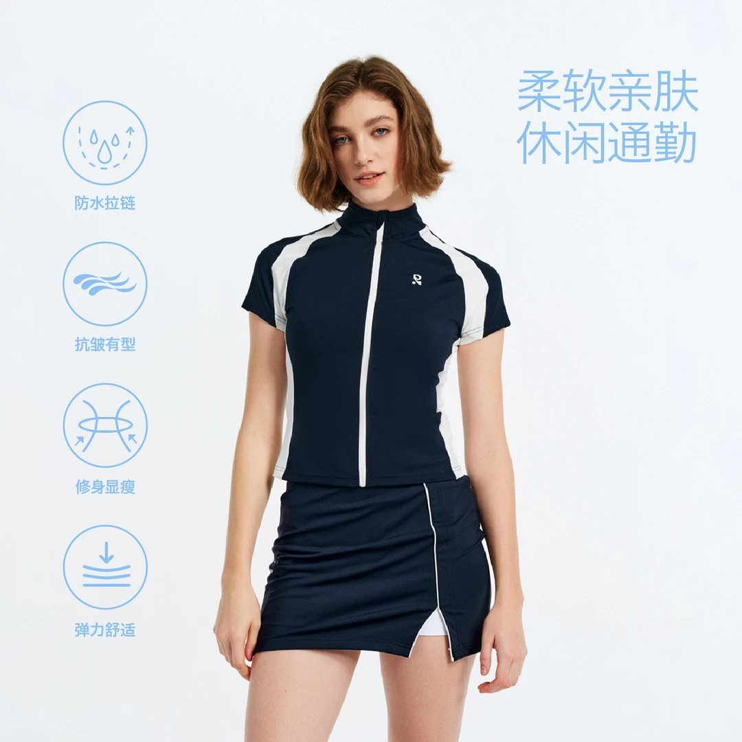 RASS基础撞色立领功能短袖显瘦运动柔软舒适休闲通勤弹力夏季健身