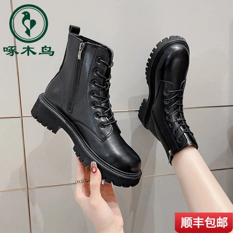 啄木鸟增高鞋洋气春秋女2025年新款秋冬季韩版英伦风机车靴子厚底