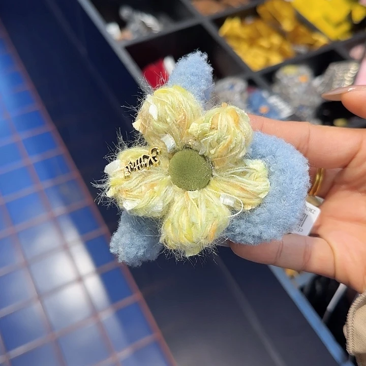 非金属布艺黄花蓝色抓夹