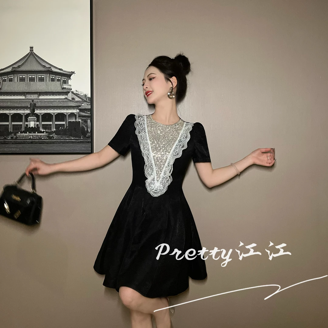 Pretty小众设计师品牌江江定制 娃娃领宴会公主连衣裙65347轻奢