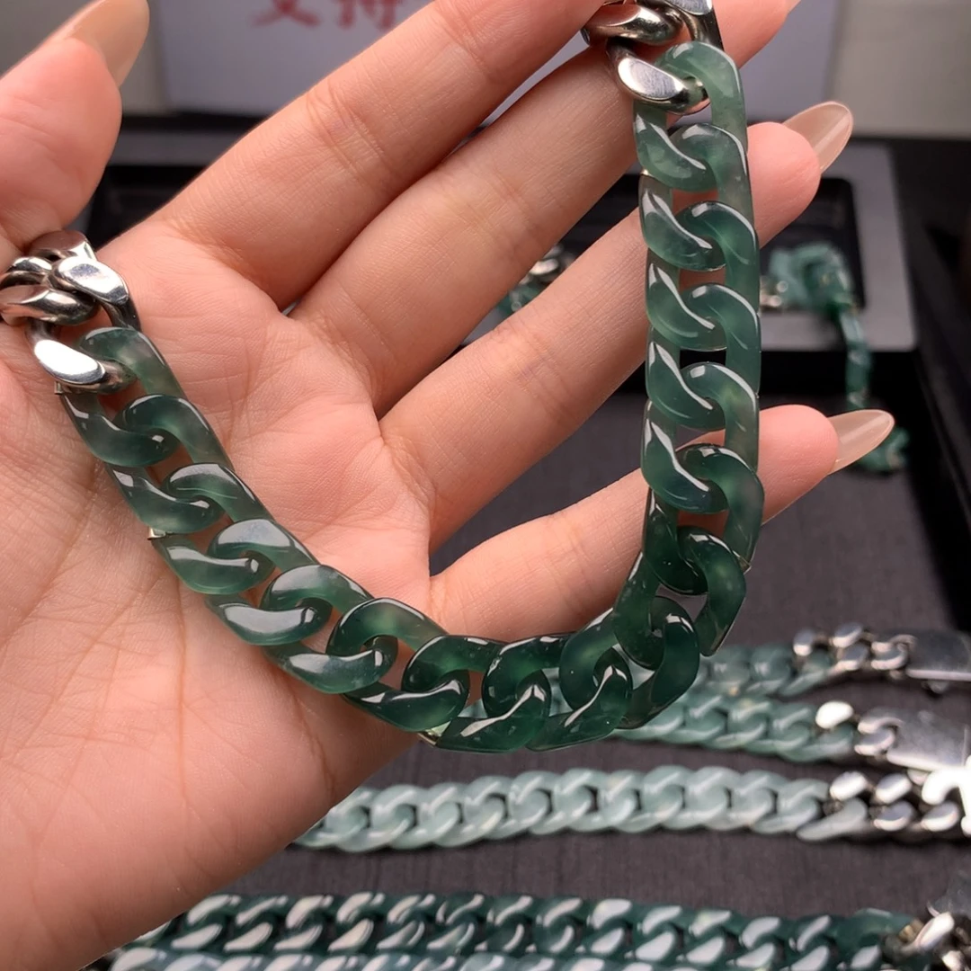 黄***砖翡翠未镶嵌手链005