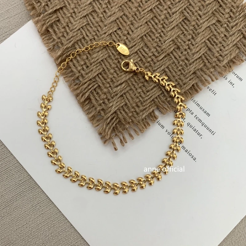 钛钢手链 【S148】韩国高级感麦穗手链编织时尚不掉色手链