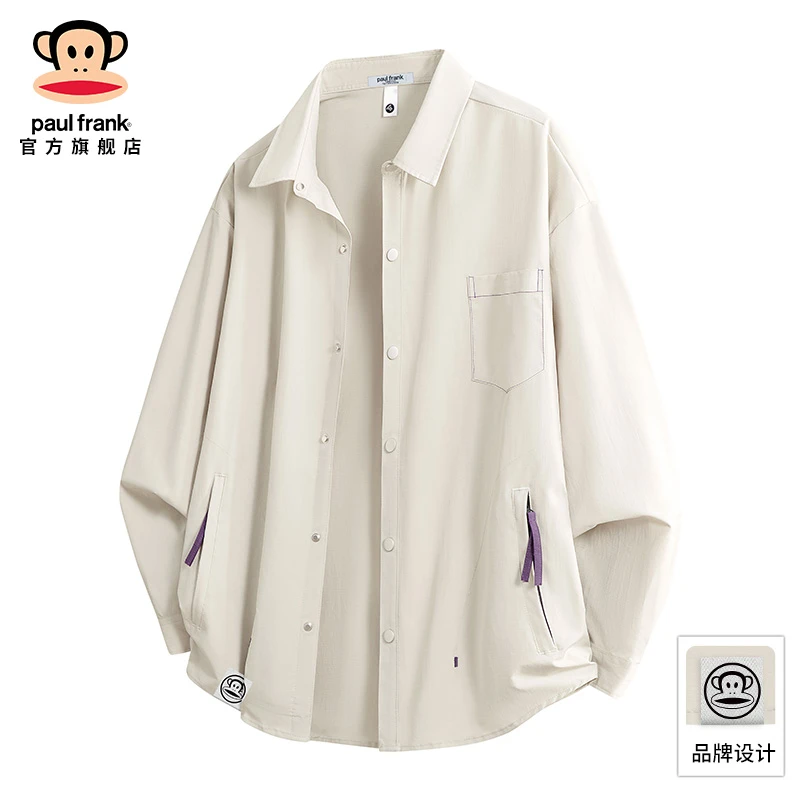 paul frank/大嘴猴简约百搭工装衬衫男2025秋冬新款潮流休闲衬衣