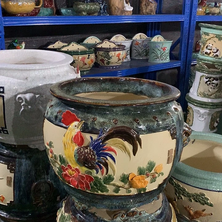 鸟***汤高温粗陶石湾花盆