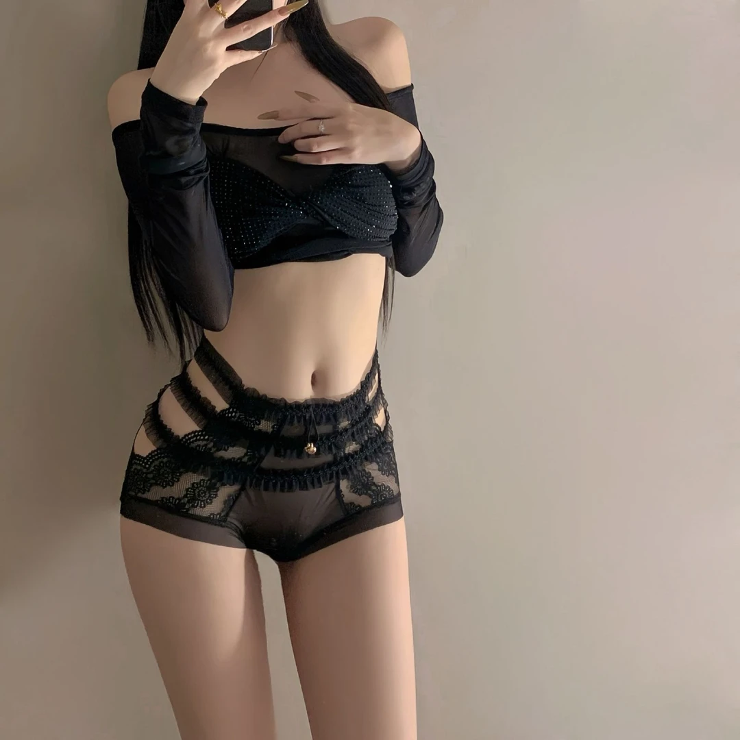 性感蕾丝内裤女士纯欲风网纱高腰透气日系少女甜美镂空性感内裤女
